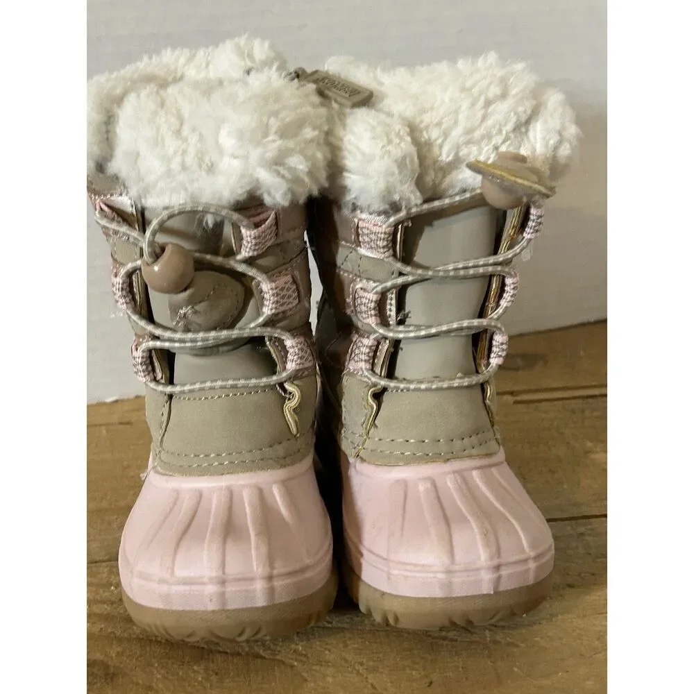 Khombu Cadi T Girls Toddler Tan/Pink Winter Boots Size 5